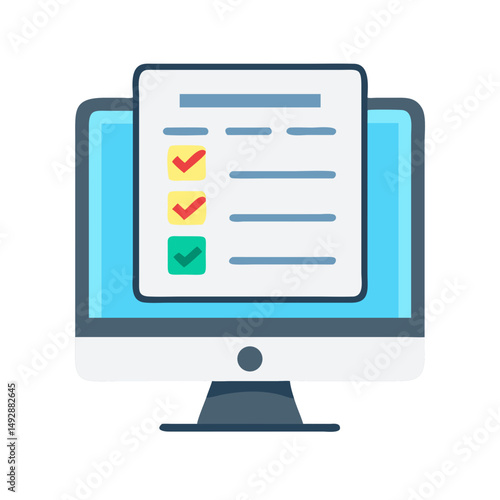 Completed checklist on computer screen signifying task completion