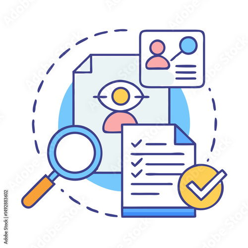 HR candidate selection review and check list flat design