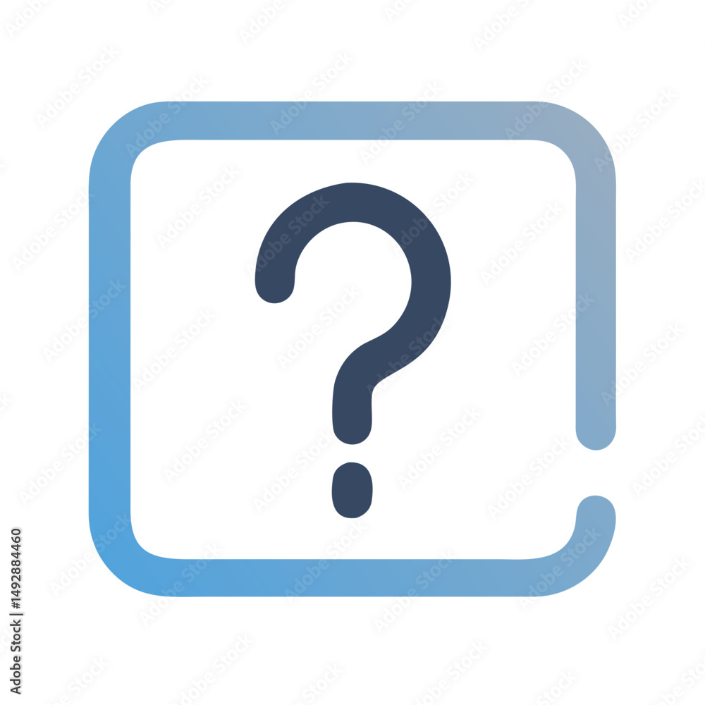 Blue question mark in a rounded square frame Blue question mark in a rounded square frame
