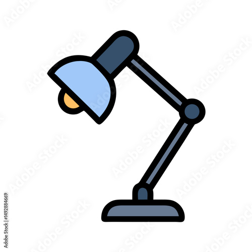 Flat vector illustration of a blue desk lamp