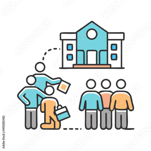 Job market competition with a candidate on their knees