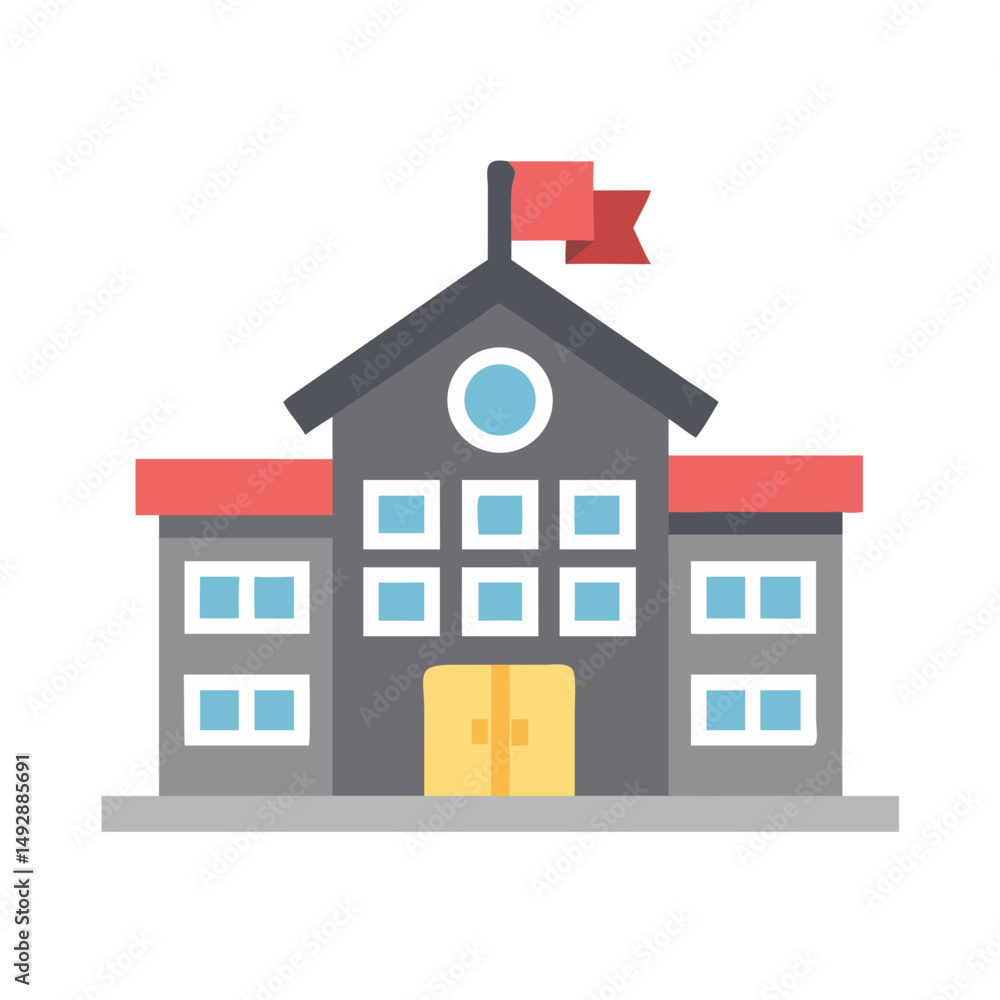 Flat vector illustration of a school building on White Flat vector illustration of a school building on White