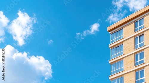 Modern apartment building against sunny sky