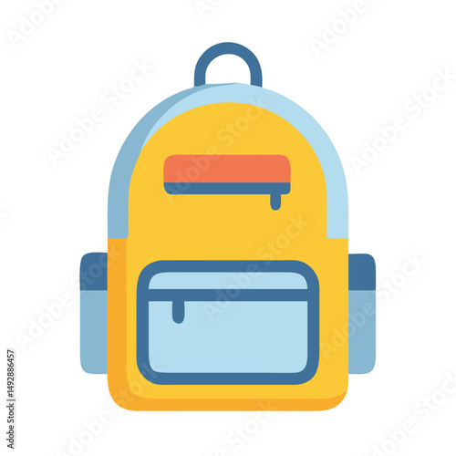 Colorful backpack illustration against White Background, flat vector style
