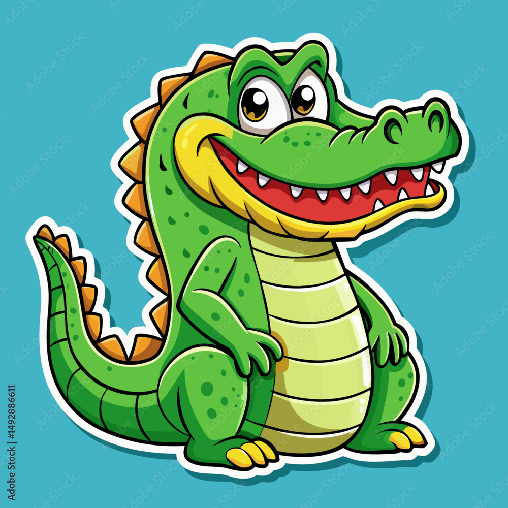 Fototapeta premium cartoon crocodile with a gift