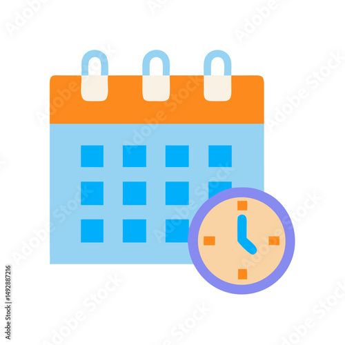 Calendar appointment icon with clock on a White Background