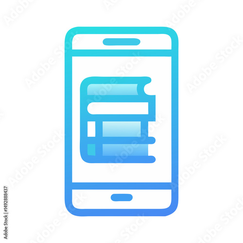 Mobile learning app vector illustration with stacked books