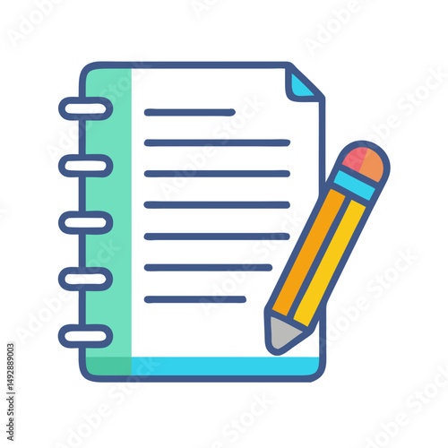 Notebook with pencil icon for taking notes planning