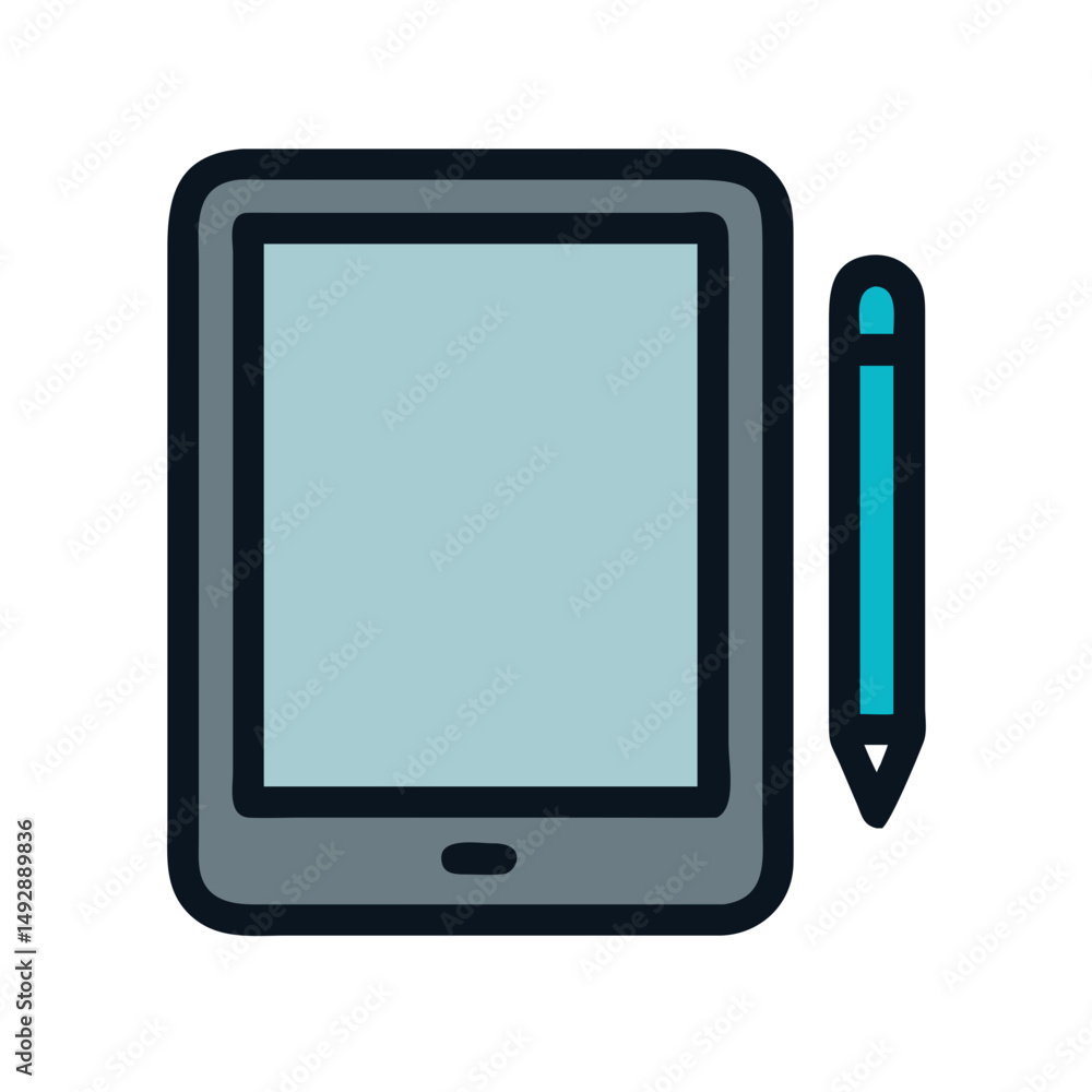 Digital tablet and stylus illustration on White Background Digital tablet and stylus illustration on White Background