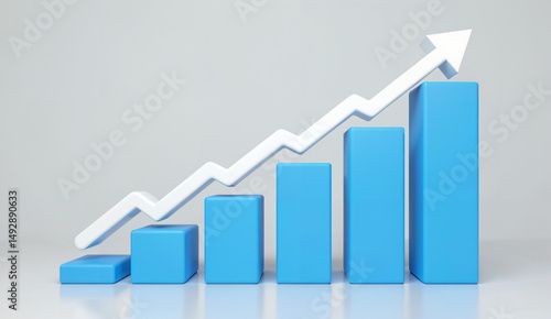 Free Download 3D Rendered Bar Chart with Upward Trend Arrow - GFXLoad