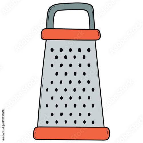 Hand drawn cartoon kitchen vegetable grater on white background.