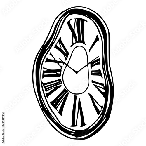 melting clock line art vector