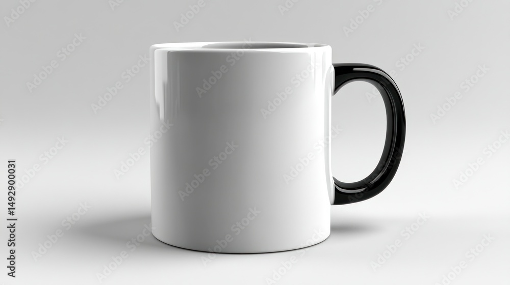 Fototapeta premium Blank white mug with black handle (1)