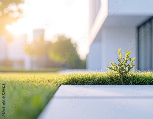 Peaceful Cityscape – Contemporary Buildings and Vibrant Green Spaces