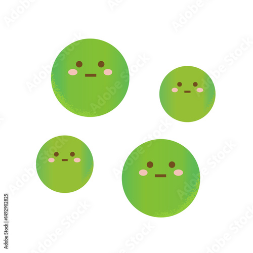手描き風　かわいい腸内細菌　日和見菌