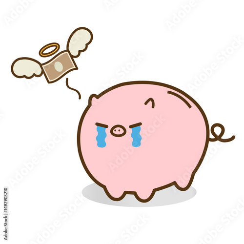お金が消えて泣くブタの貯金箱　ピギーバンク