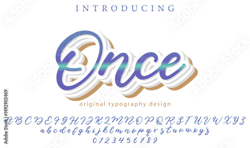 Once Font Stylish brush painted an uppercase vector letters, alphabet, typeface