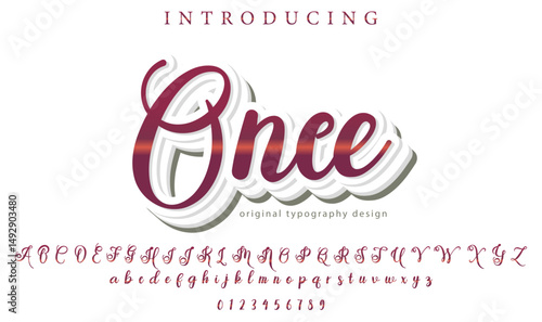 Once Font Stylish brush painted an uppercase vector letters, alphabet, typeface