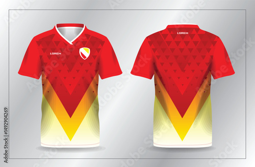 abstract red and yellow sport jersey for football and soccer shirt template