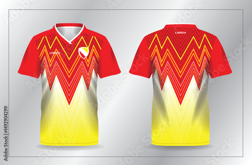 abstract red and yellow sport jersey for football and soccer shirt template