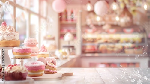 Wallpaper Mural Softly blurred bakery interior with warm lighting and rustic wooden accents. Torontodigital.ca