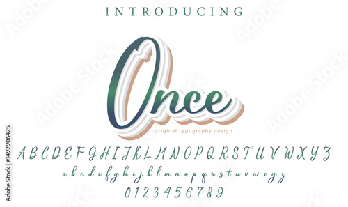 Once Font Stylish brush painted an uppercase vector letters, alphabet, typeface