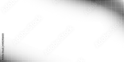Grunge halftone gradient background. Faded grit noise texture. White and black sand wallpaper.