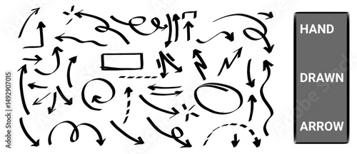 Collection of hand-drawn arrows for annotations and graphic design illustrations.