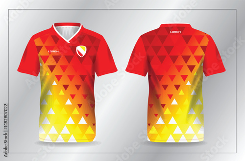 abstract red and yellow sport jersey for football and soccer shirt template