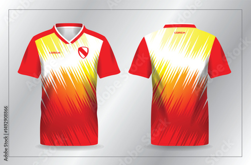 abstract red and yellow sport jersey for football and soccer shirt template