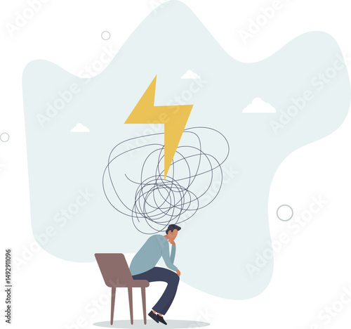 Stress burden, anxiety from work difficulty and overload, problem in economic crisis or pressure from too much responsibility concept, character life .