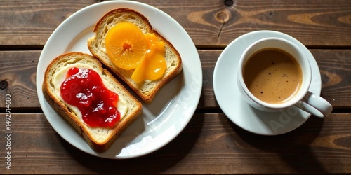 Wallpaper Mural Morning Delight Buttery Toast with Sweet Fruit Preserves and a Warm Cup of Coffee Torontodigital.ca
