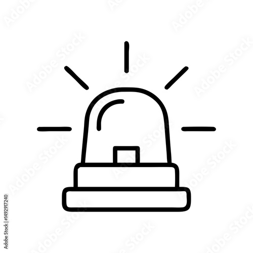 Emergency siren light icon with flashing signals in black outline  