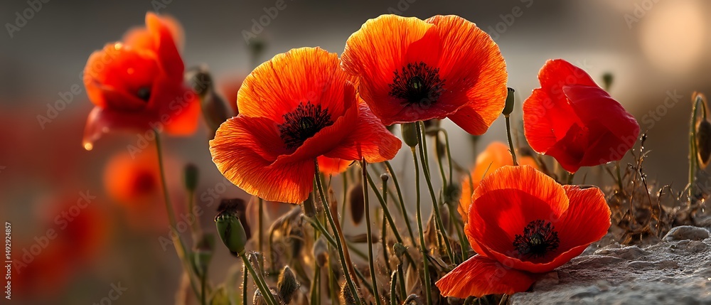 Obraz premium Poppy Field Sunset