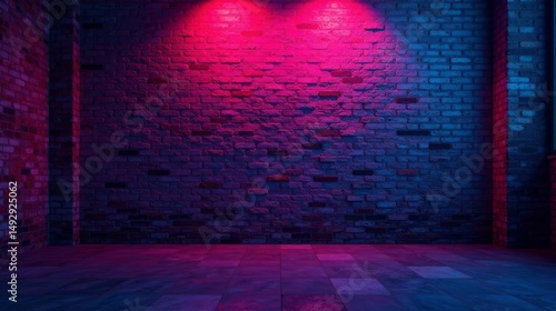 Wallpaper Mural Illuminated Brick Wall Interior Room Scene with Pink and Blue Neon Lighting Torontodigital.ca