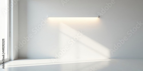 Wallpaper Mural Empty Room with Minimalist Wall-Mounted Light Fixture and Sunlight Streaming Through Window Torontodigital.ca