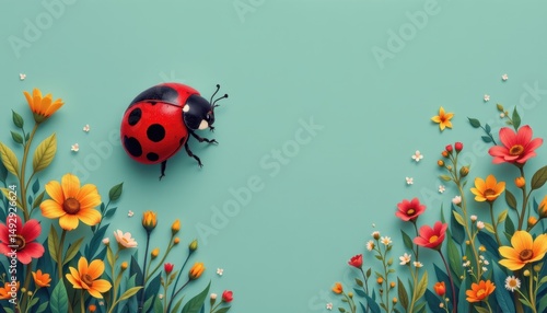adorable ladybug art for kids nature themed decor insect character illustration minimalist design product mockup layout