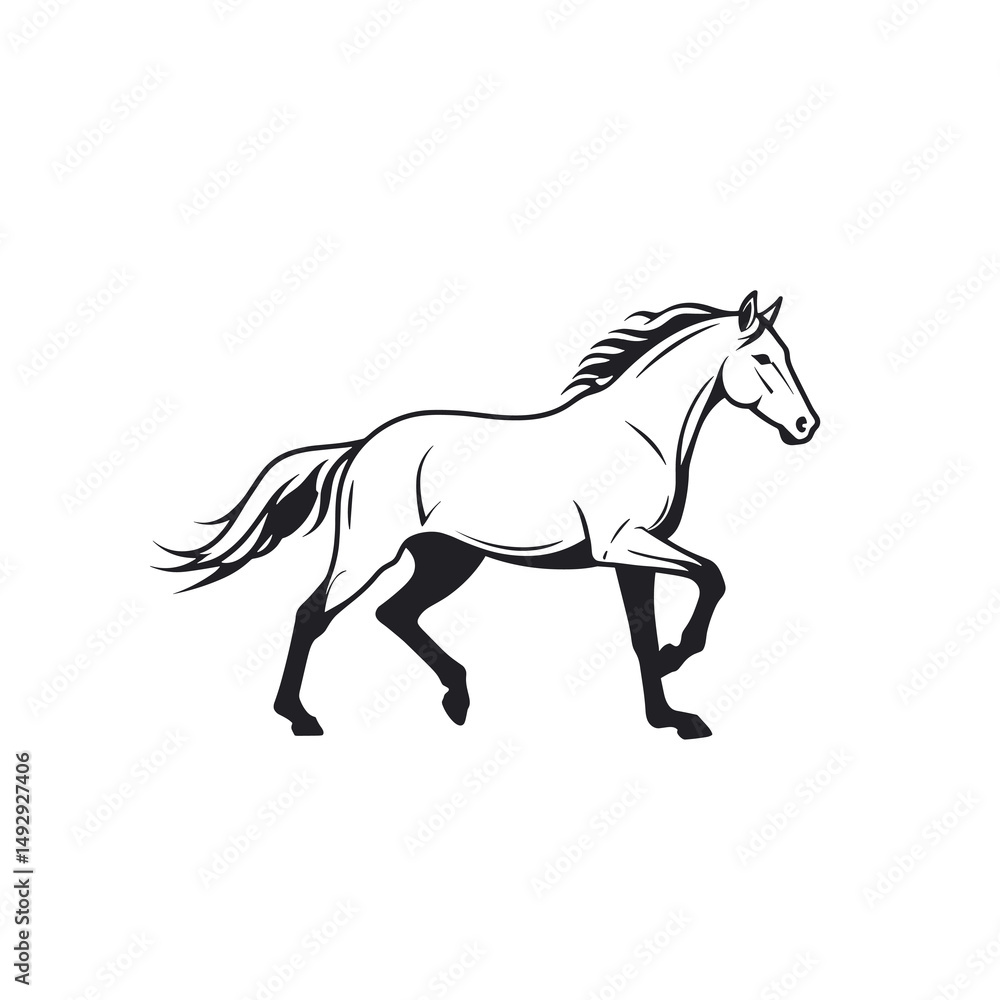 Stylized horse head logos in black and green. Stylized horse head logos in black and green.