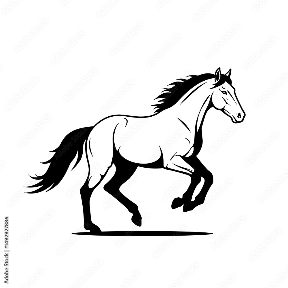 Minimalist horse illustrations with flowing manes. Minimalist horse illustrations with flowing manes.