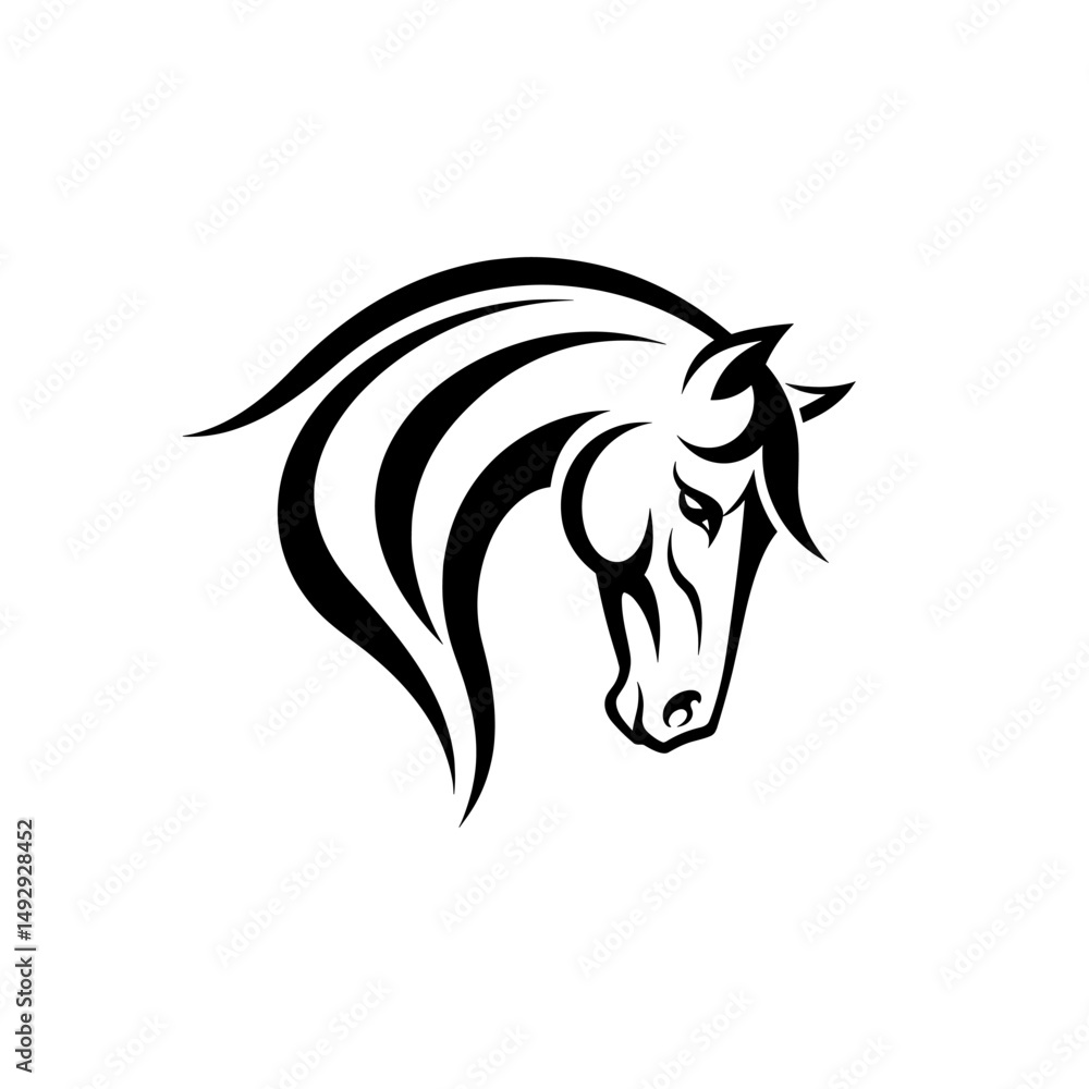 Obraz premium Stylized horse head logos in black and green.