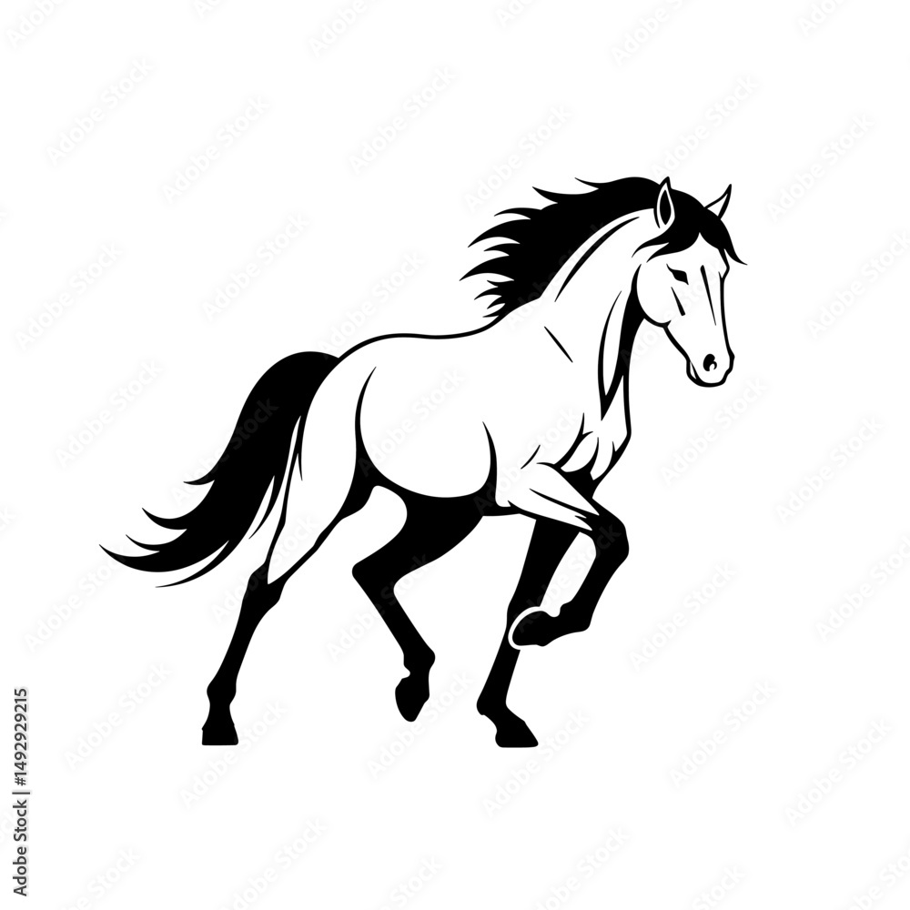 Graphic horse silhouettes with expressive details. Graphic horse silhouettes with expressive details.