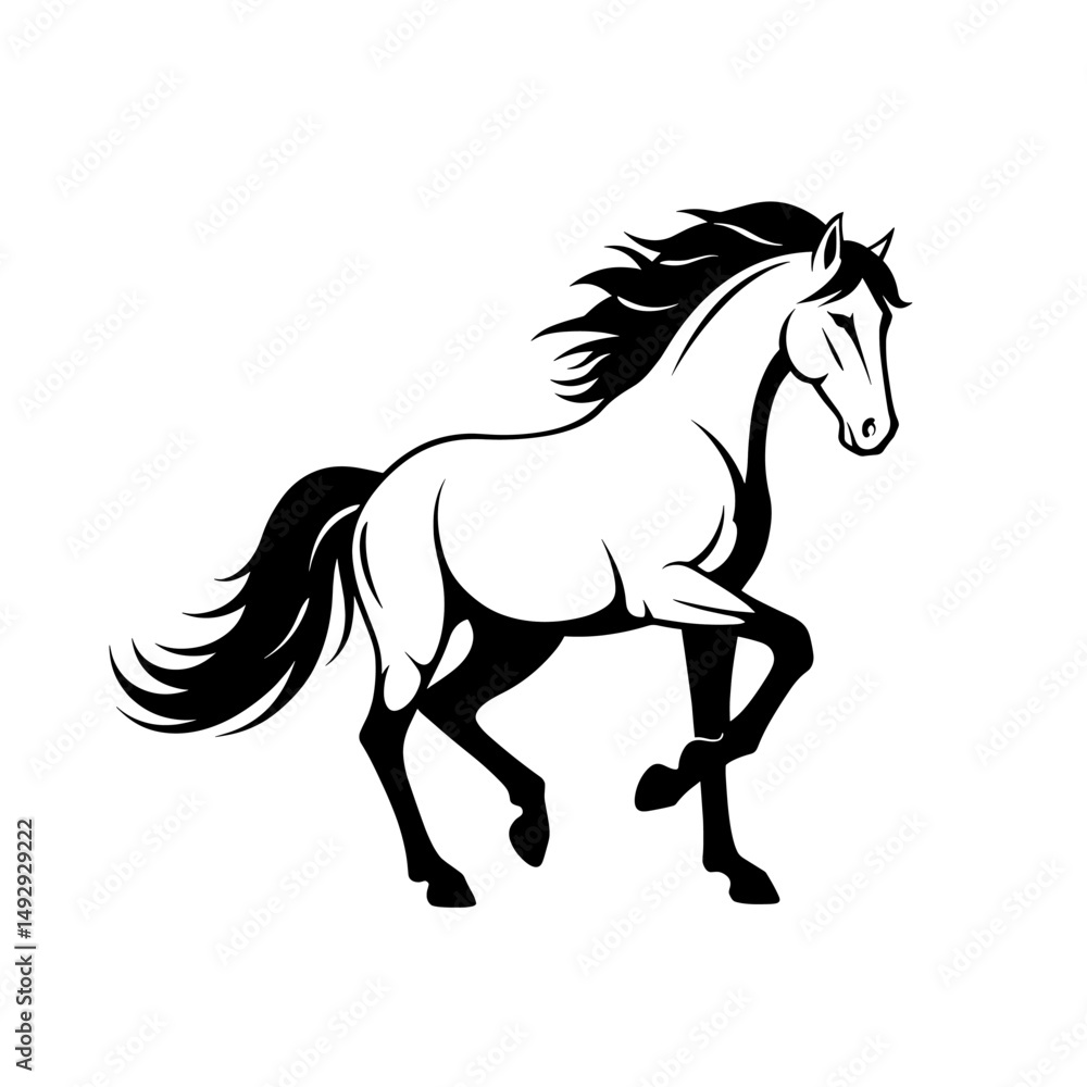 Fototapeta premium Graphic horse silhouettes with expressive details.