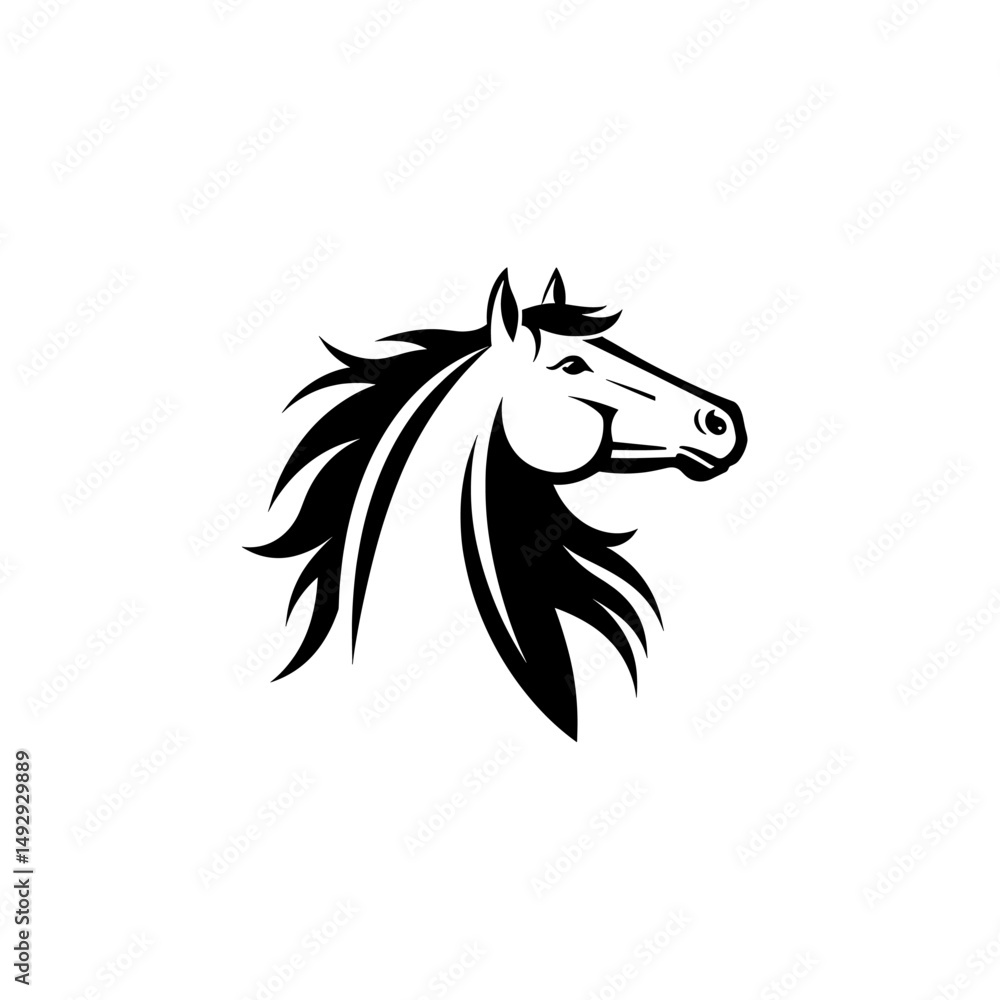 Graphic horse silhouettes with expressive details. Graphic horse silhouettes with expressive details.