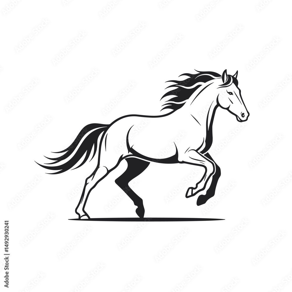 Graphic horse silhouettes with expressive details. Graphic horse silhouettes with expressive details.