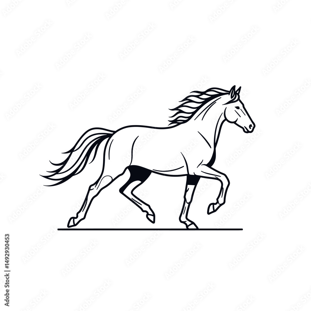 Graphic horse silhouettes with expressive details. Graphic horse silhouettes with expressive details.