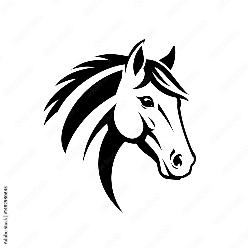 Fototapeta premium Graphic horse silhouettes with expressive details.
