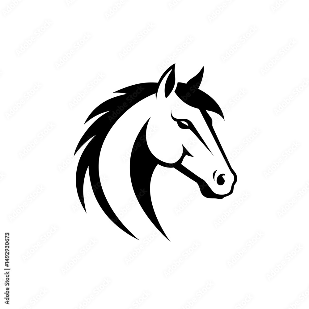 Graphic horse silhouettes with expressive details. Graphic horse silhouettes with expressive details.