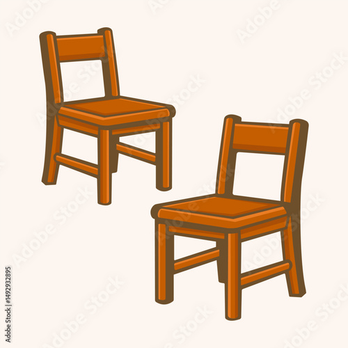 wooden chair flat illustration design
