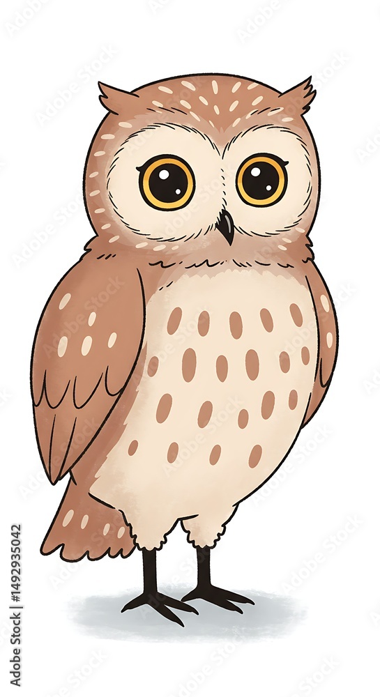 Fototapeta premium Adorable owl with big expressive eyes