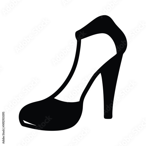 Elegant black stiletto heel shoe with a high ankle strap design